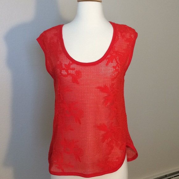 Banana Republic Tops - 🍃Banana Republic Orange-Red Lace Top